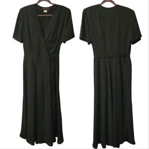 Donna Ricco Women's 12 Black White Polka Dot Maxi Wrap Dress Vintage Elegant